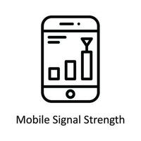 Handy, Mobiltelefon Signal Stärke Vektor Gliederung Symbol Design Illustration. Netzwerk und Kommunikation Symbol auf Weiß Hintergrund eps 10 Datei