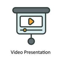 Video Präsentation Vektor füllen Gliederung Symbol Design Illustration. Multimedia Symbol auf Weiß Hintergrund eps 10 Datei
