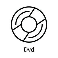 dvd vektor översikt ikon design illustration. uppkopplad strömning symbol på vit bakgrund eps 10 fil