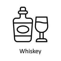 Whiskey Vektor Gliederung Symbol Design Illustration. Essen und Getränke Symbol auf Weiß Hintergrund eps 10 Datei