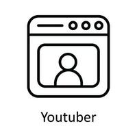 youtuber vektor översikt ikon design illustration. uppkopplad strömning symbol på vit bakgrund eps 10 fil