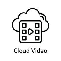 moln video vektor översikt ikon design illustration. multimedia symbol på vit bakgrund eps 10 fil