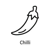 Chili Vektor Gliederung Symbol Design Illustration. Essen und Getränke Symbol auf Weiß Hintergrund eps 10 Datei