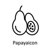 papaya vektor översikt ikon design illustration. mat och drycker symbol på vit bakgrund eps 10 fil