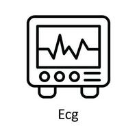 ecg vektor översikt ikon design illustration. medicinsk och hälsa symbol på vit bakgrund eps 10 fil