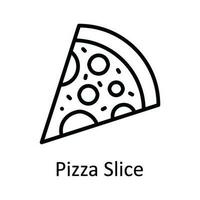 pizza skiva vektor översikt ikon design illustration. mat och drycker symbol på vit bakgrund eps 10 fil