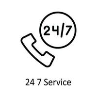 24 7 service vektor översikt ikon design illustration. medicinsk och hälsa symbol på vit bakgrund eps 10 fil