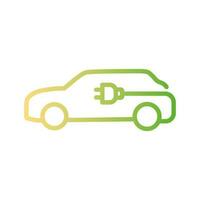 elektrisch Auto Symbol. Hybrid Fahrzeug Piktogramm. Linie elektrisch Auto vektor