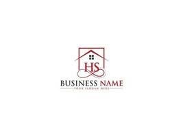 Initiale Haus hs Logo Brief, einzigartig Gebäude hs echt Nachlass Logo Symbol vektor