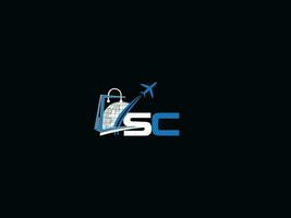 Alphabet sc Reise Logo, kreativ global Luft sc Reise Logo Symbol Vektor