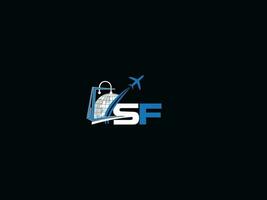 Alphabet sf Reise Logo, kreativ global Luft sf Reise Logo Symbol Vektor