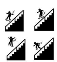 silhuett av en man spelar en skateboard. lära sig skateboard vektor illustration ikon. skateboardåkare.skateboardåkning. piktogram, stickman och pinne figur