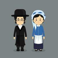 Paar Charakter tragen Israel National Kleid vektor