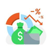 Budget Zuweisung, schwindsüchtig Kosten Konzept Illustration eben Design Vektor Folge10. modern Grafik Element zum Landung Seite ui, Infografik, Symbol