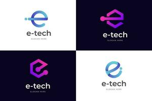 modern Brief e abstrakt Logo bündeln, bunt, Brief e Logo zum Technologie Marke Identität Symbol Kennzeichen Design vektor