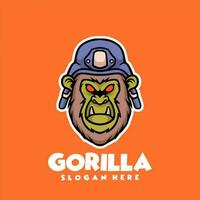 helameted gorilla logotyp vektor