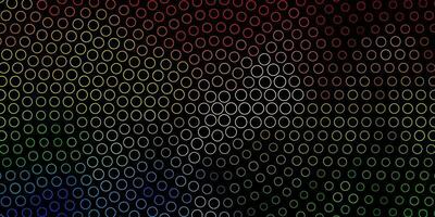 mörk flerfärgad vektorbakgrund med cirklar. vektor