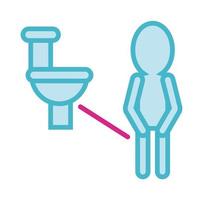 Mensch uriniert außerhalb der Toilettenlinie und Füllstil vektor