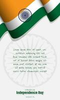 Indien oberoende dag mall med vinka indisk flagga och kopia Plats område vektor