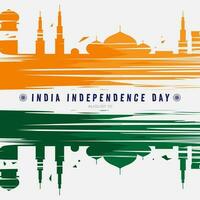 glücklich Indien Unabhängigkeit Tag mit indisch Gebäude im Bürste Stil vektor