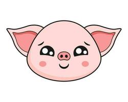 Schwein schüchtern Gesicht Kopf kawaii Aufkleber vektor