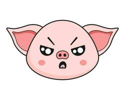 Schwein wütend Gesicht Kopf kawaii Aufkleber vektor
