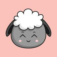Schaf lächelnd Gesicht Karikatur Kopf Schaf Aufkleber vektor
