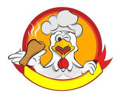 illustration av en kyckling bär en kockens hatt vektor