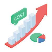 ett isometrisk ikon av tillväxt analys vektor