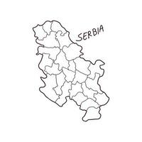 hand dragen klotter Karta av serbien. vektor illustration