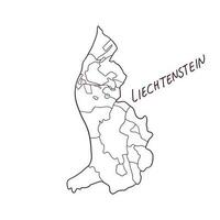 hand dragen klotter Karta av liechtenstein. vektor illustration