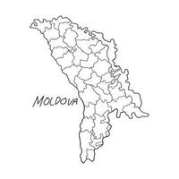 hand dragen klotter Karta av moldavien. vektor illustration