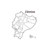 hand dragen klotter Karta av ekvador. vektor illustration