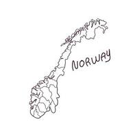 Hand gezeichnet Gekritzel Karte von Norwegen. Vektor Illustration