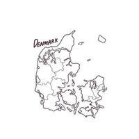 Hand gezeichnet Gekritzel Karte von Dänemark. Vektor Illustration