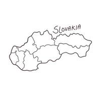 hand dragen klotter Karta av slovakien. vektor illustration