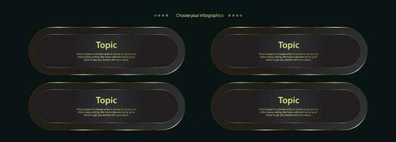 4 lyx multipurpose infographic knappar och fyra gyllene knappar mall med alternativ och premie guld elegant knappar vektor