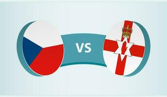 Tschechisch Republik gegen Nord Irland, Mannschaft Sport Wettbewerb Konzept. vektor