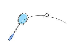 Badminton Schläger einer Linie Zeichnung kontinuierlich Hand gezeichnet Sport Thema vektor