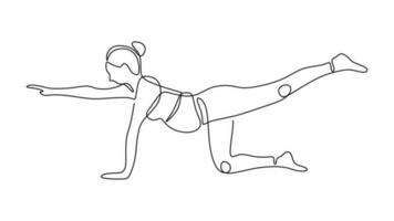 Schwangerschaft Yoga, kontinuierlich einer Linie Zeichnung. skizzieren Kunst Illustration vektor