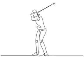 golf spelare ett linje teckning. kontinuerlig golfspelare illustration vektor