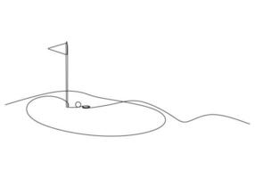 mini golf boll ett linje teckning kontinuerlig hand dragen sport tema vektor