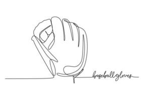 Baseball Handschuhe einer Linie Zeichnung kontinuierlich Hand gezeichnet Sport Thema vektor