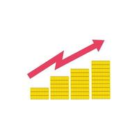 finansiell statistik staplar med mynt platt stil vektor