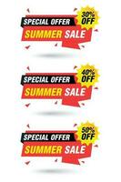 Besondere Angebot Sommer- Verkauf rot Origami Etiketten Satz. Verkauf 30, 40, 50 aus Rabatt vektor