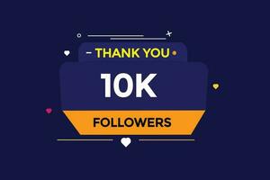 danken Sie 10.000 Follower Sozial Medien, bunt, Anhänger golden Linie Banner, Feier vektor