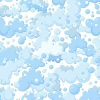 nahtlos Muster mit Schaum gemacht von Seife oder Wolken isoliert im Weiß Hintergrund. Blau Schaum und Luftblasen zum Reinigung. Vektor Illustration