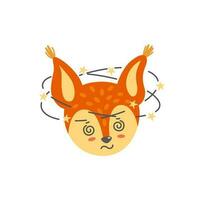 schwindlig Eichhörnchen Gesicht mögen Emoji. Vektor Illustration im eben Stil