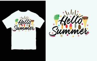 Hej sommar sommar is grädde t-shirt fri vektor