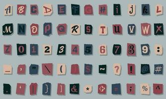 Sammlung von Jahrgang Stil Papier Briefe. Alphabet Briefe. retro Zeitung Alphabet vektor